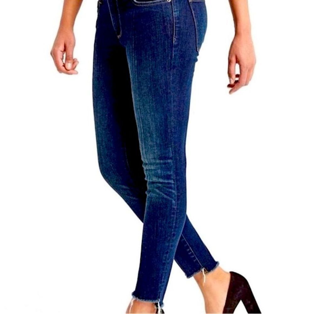 GAP Jeans Always Skinny Dark Wash Raw Hem Zip Up Size 27 Size 4